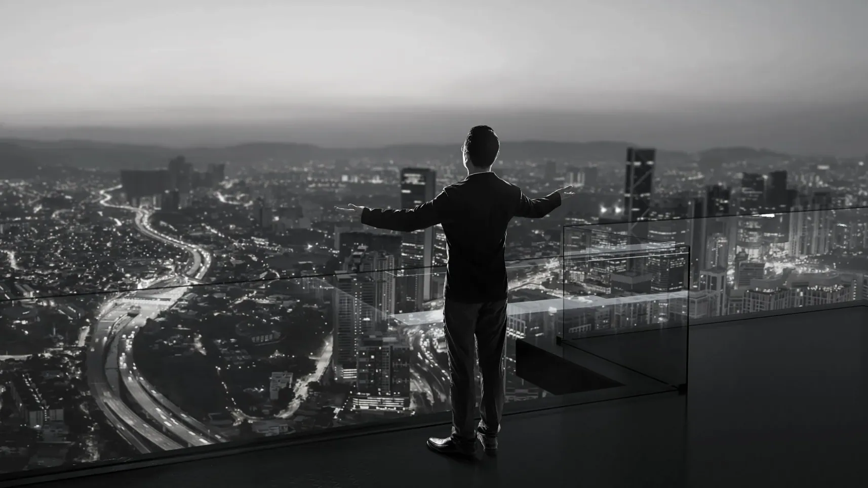 Overlooking the city skyline